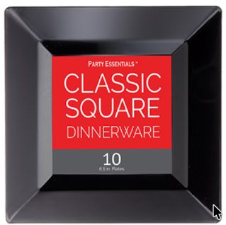 6.5" CLASSIC SQ PLATE BLACK 10CT