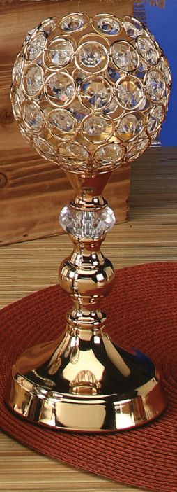 GOLD CRYSTAL GOBLET CANDLE HOLDER