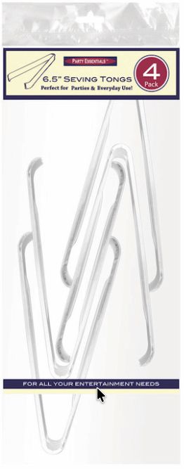 6.5" SERVING TONGS CLEAR 4CT