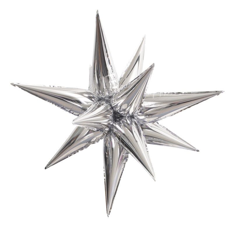 40" Silver 3D Star Jumbo Foil Balloon