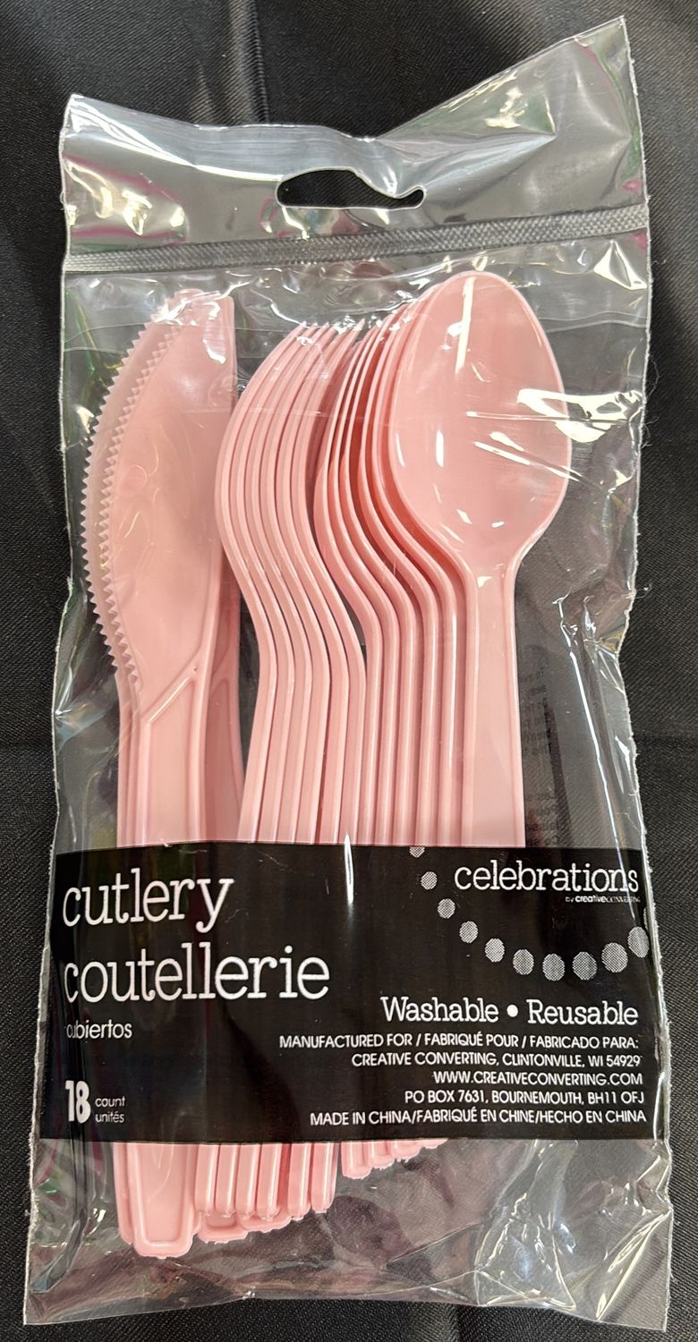 CLASSIC PINK MIXED CUTLERY 18CT
