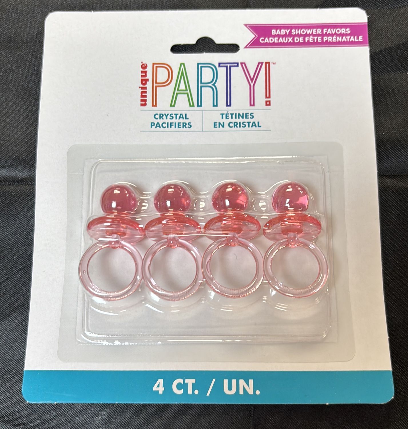 BABY SHOWER FAVORS PINK PACIFIER 4CT