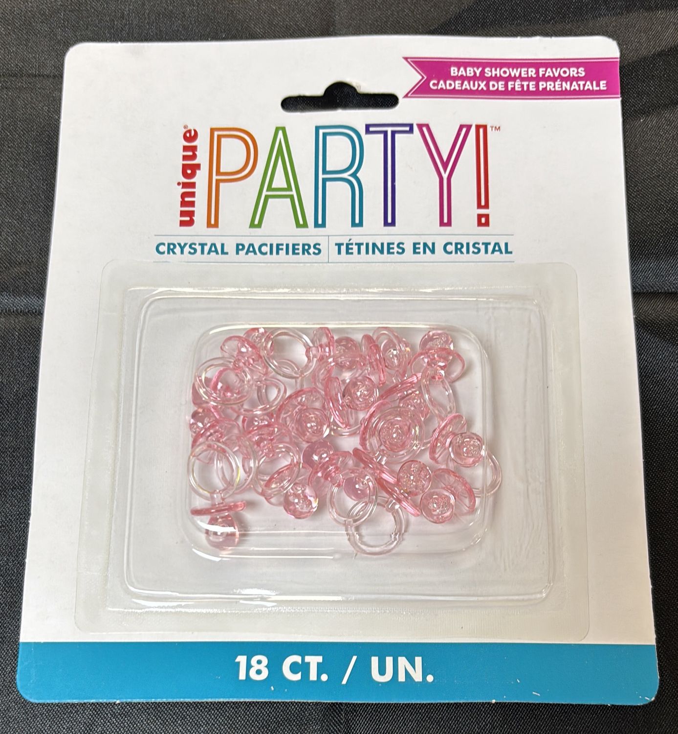 BABY SHOWER FAVORS PINK PACIFIER 18CT