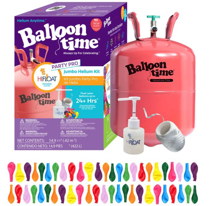 Helium Tank Balloon Time 9'' 50 ct,  12'' 25 count