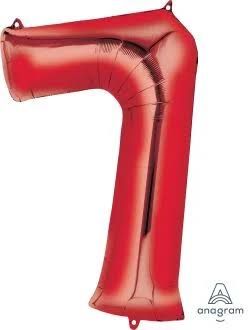 7 Red 40" Number Balloon