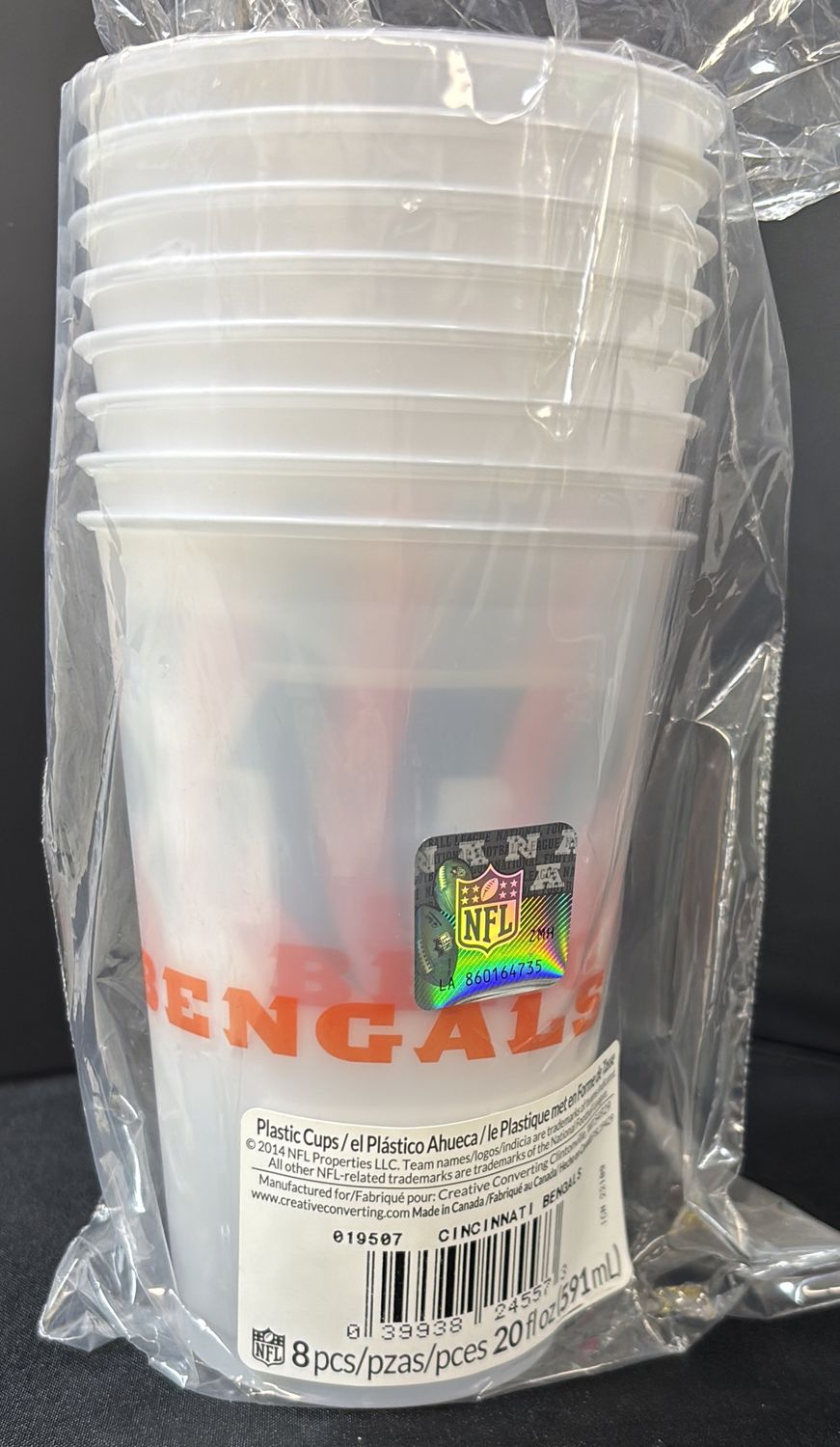 CINCINNATI BENGALS NFL PLASTIC CUPS
