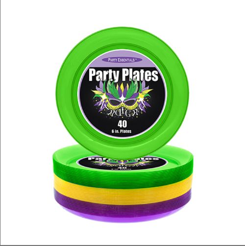 6" Party Plate Mardi Gras 40Ct