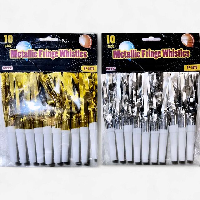 10 PCS FRINGE WHISTLES - GOLD/SILVER