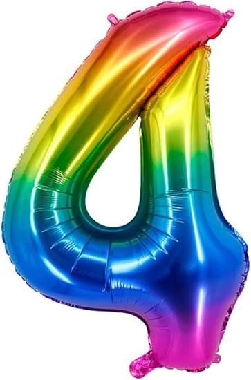 4 Rainbow 40" Number Balloon