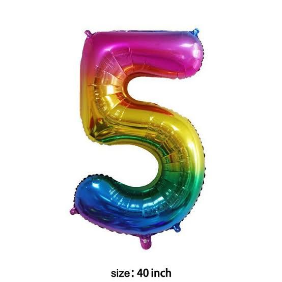 5 Rainbow 40" Number Balloon