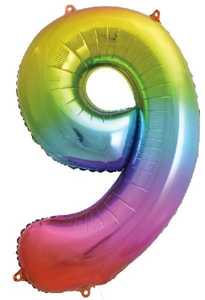 9 Rainbow 40" Number Balloon