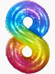 8 Rainbow 40" Number Balloon