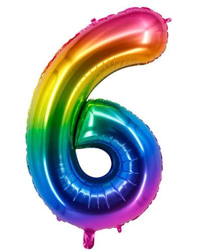 6 Rainbow 40" Number Balloon