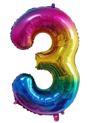 3 Rainbow 40" Number Balloon