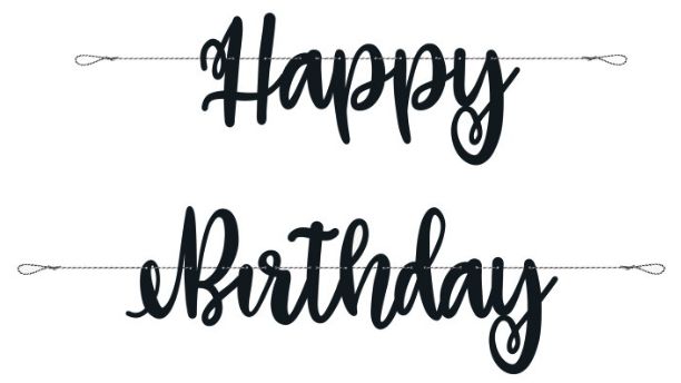 BLACK "HAPPY BIRTHDAY" BANNER 7FT