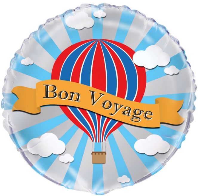 18" HOT AIR BON VOYAGE FOIL BALLOON