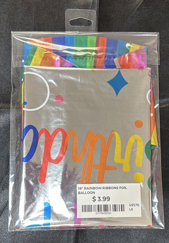 635 Balloon Hbd Rainbow Ribbons