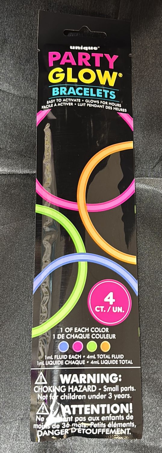 8" GLOW BRACELETS ASST COLOR 4CT