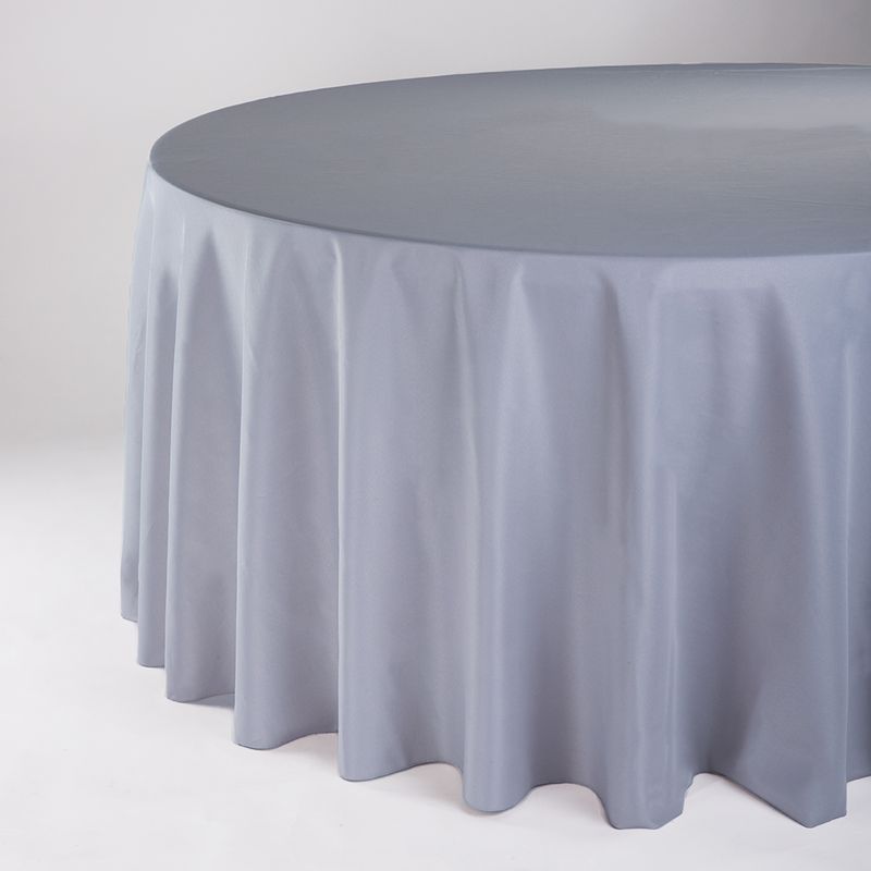 Silver 120" Round Polyester Tablecloth