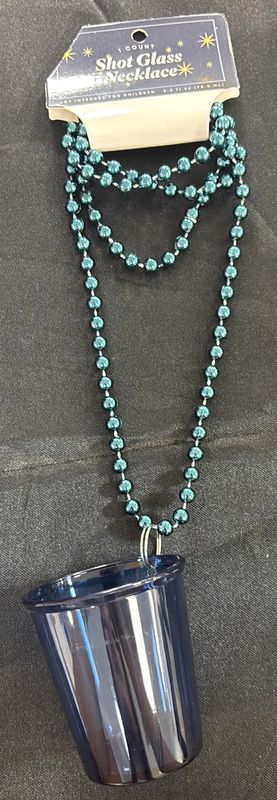 BLUE SHOT GLASS BEAD NECKLACE