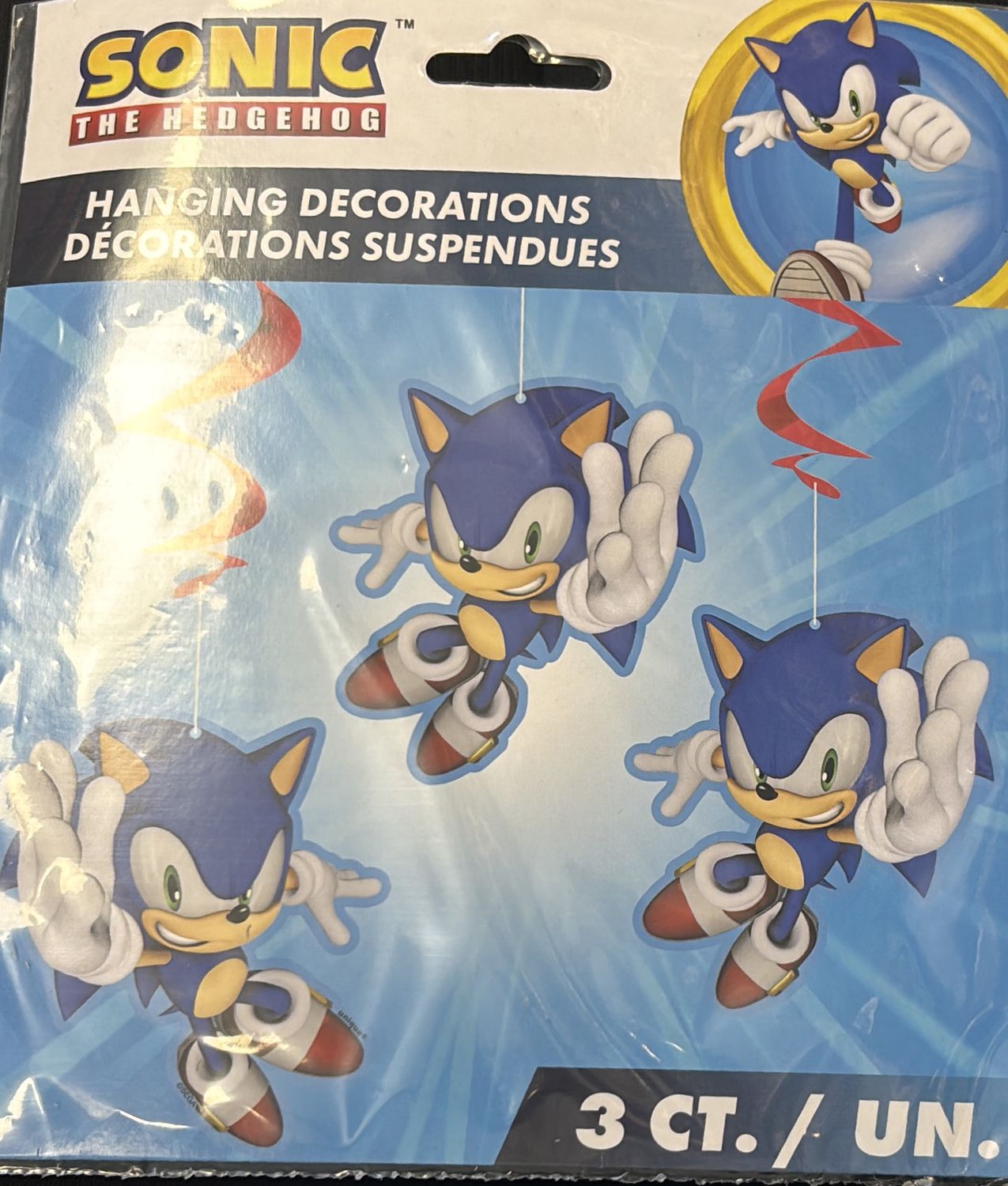 SONIC HANGING DECORATION 3CT