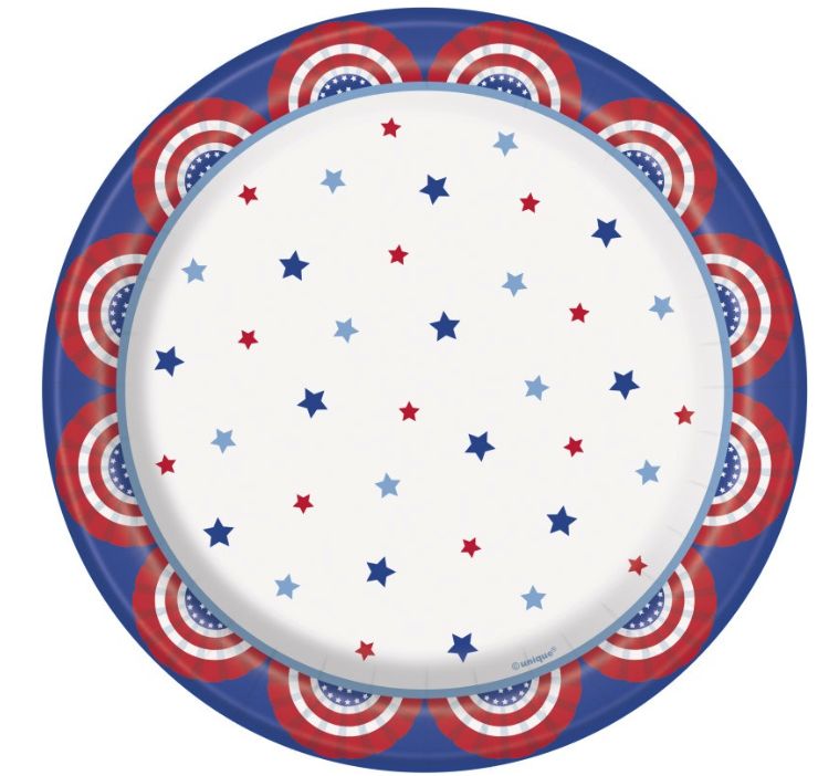 7" PATRIOTIC ROUND DESSERT PLATE 12CT