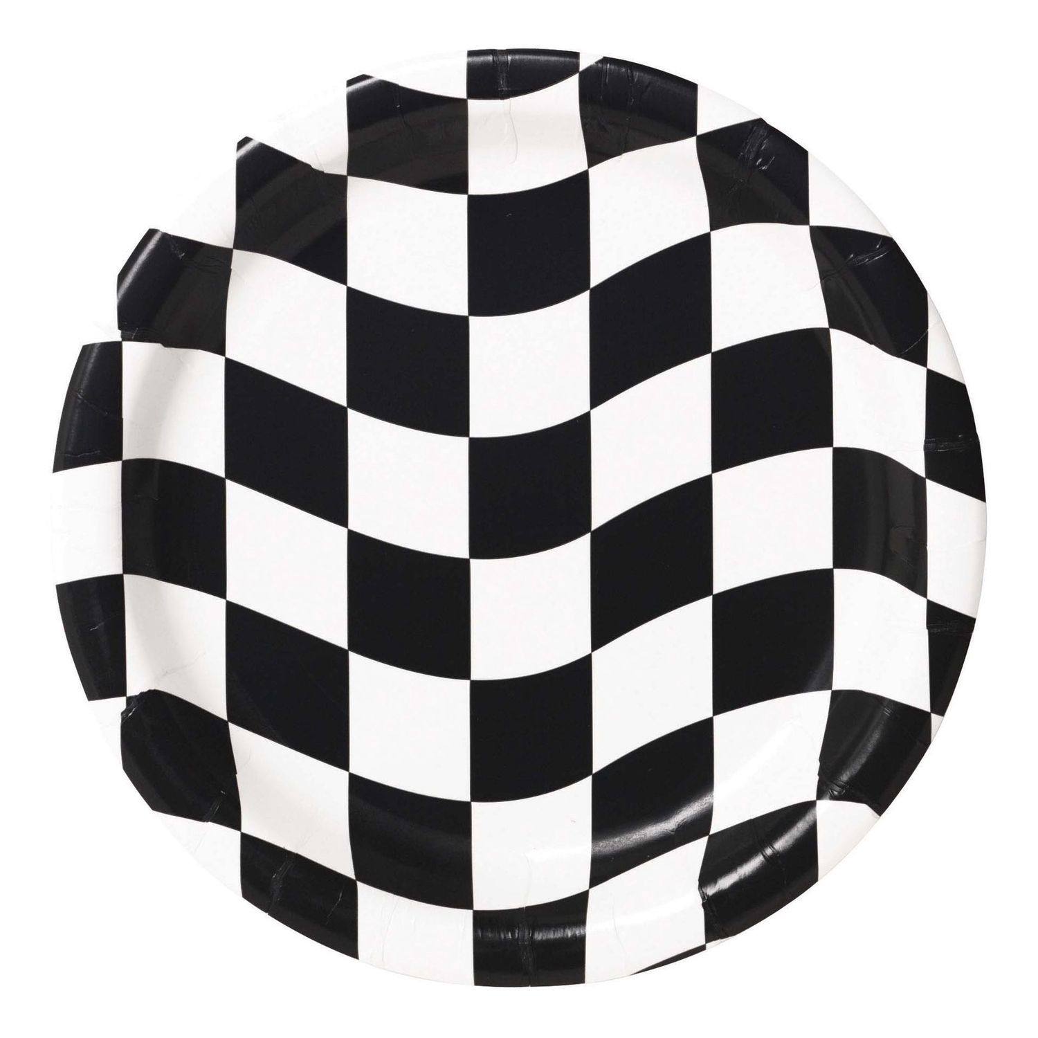 BLACK/WHITE CHECKS LARGE PLATE 8CT