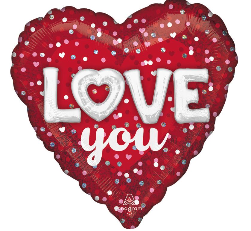 18" LOVE YOU HEARTS AND DOTS