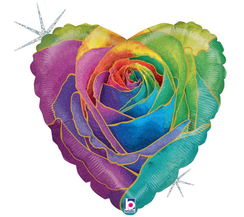 18" RAINBOW ROSE HOLOGRAPHIC