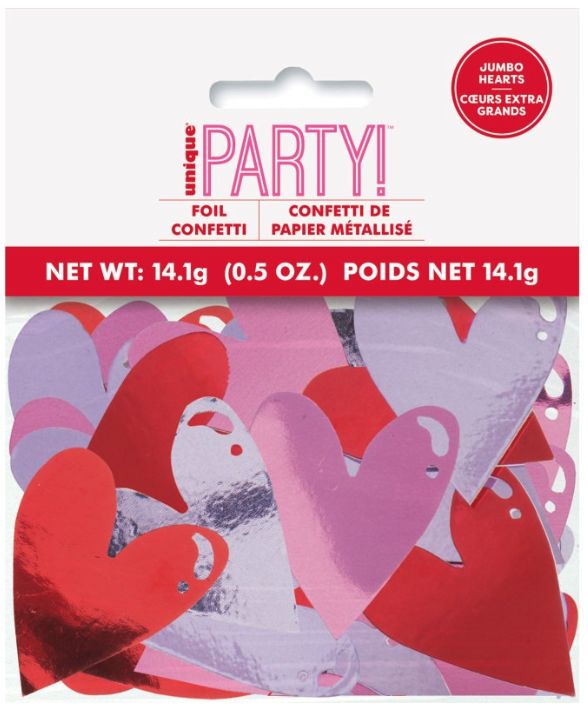 JUMBO FOIL HEART CONFETTI  .5OZ