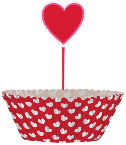 VALENTINE HEART CUPCAKE KIT  24PC