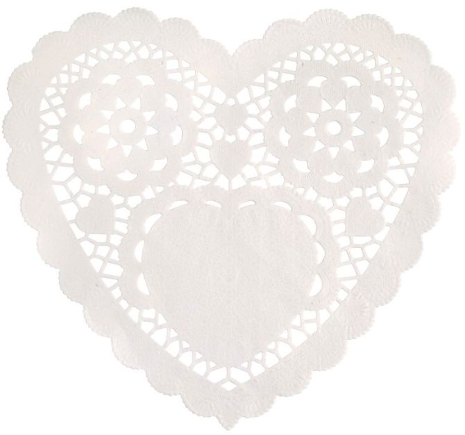 WHITE HEART DOILIES  6"  30CT