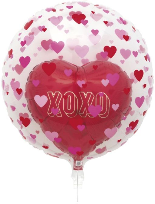 Heart/Kiss Clear Sphere Double Stuff Balloon