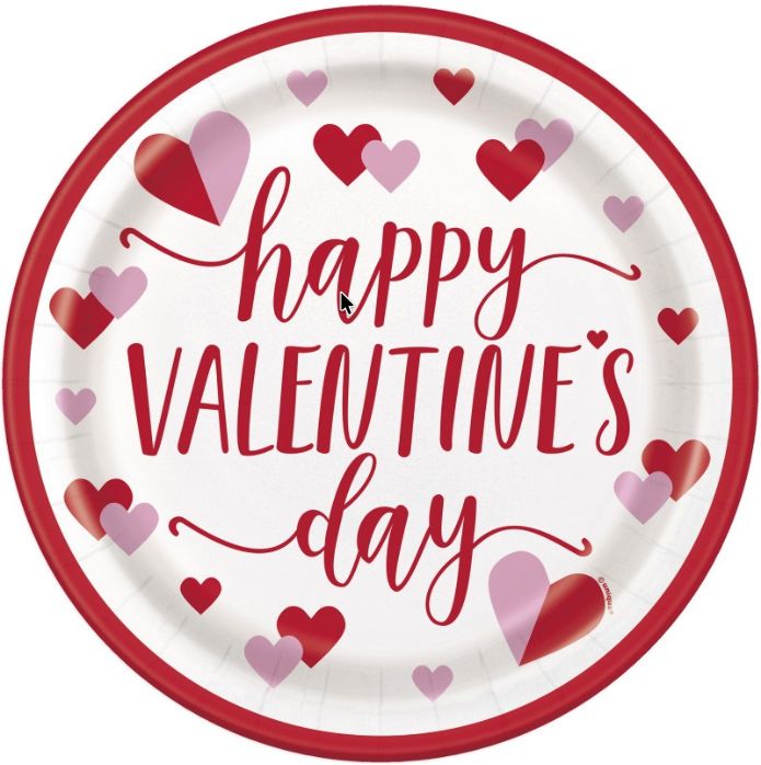 CHAR HEARTS VALENTINES DAY 9" PLTS  8CT