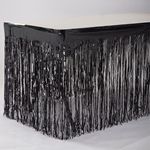 BLACK FOIL FRINGE TABLE SKIRT 30"X14FT