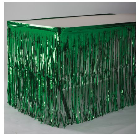 EMERALD FOIL FRINGE TABLE SKIRT 30"X14FT