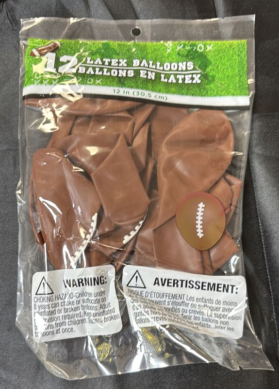FOOTBALL LATEX 12" 12CT