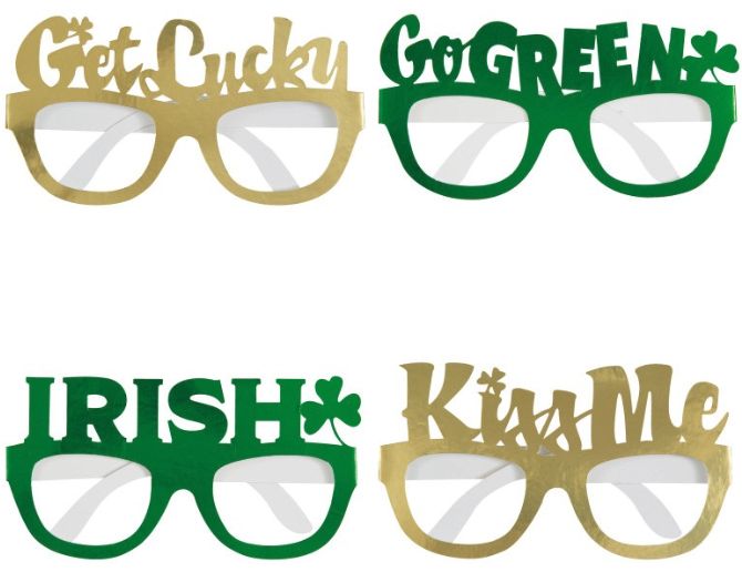 ST. PATRICK'S DAY FOIL NOVELTY GLASSES  4CT