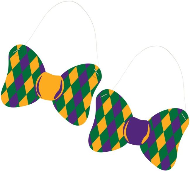 MASQUERADE MARDI GRAS PAPER BOW TIES ASSORTED  6CT