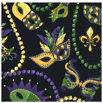 MARDI GRAS BEVERAGE NAPKINS  16CT