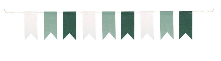L-DARK GREEN &amp; WHITE FELT PENNANT BNR  4FT