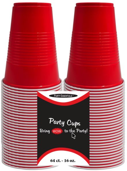 PARTYCUP-RED 16OZ 64CT