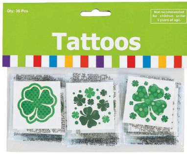 ST. PATRICK'S DAY FOUR-LEAF CLV TATTOOS