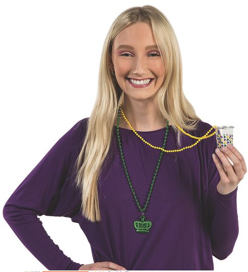 Mardi Gras Beaded Shot Glass Necklaces