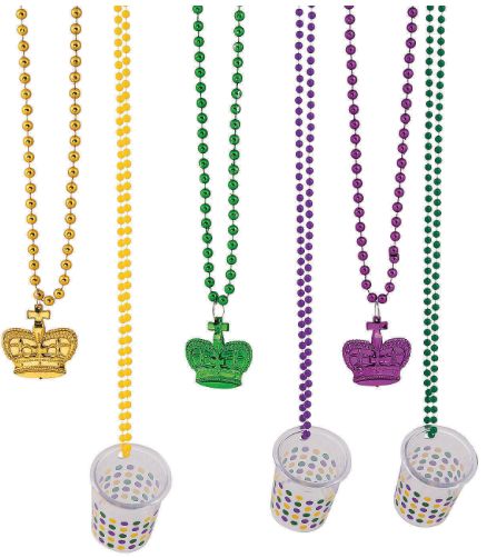 MARDI GRAS BEADED SHOT GLASS NECKLACES
