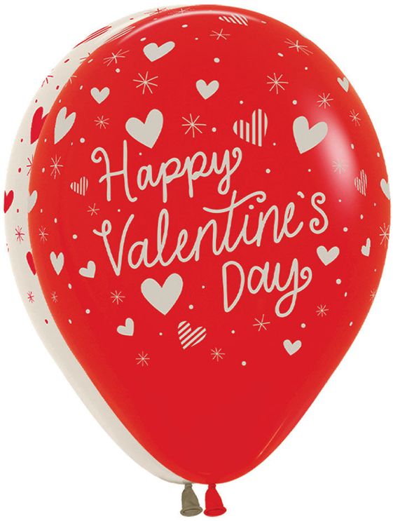 11" VALENTINE STRIPED HEARTS LATEX