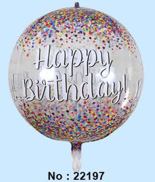 18" HAPPY BIRTHDAY CONFETTI ORB