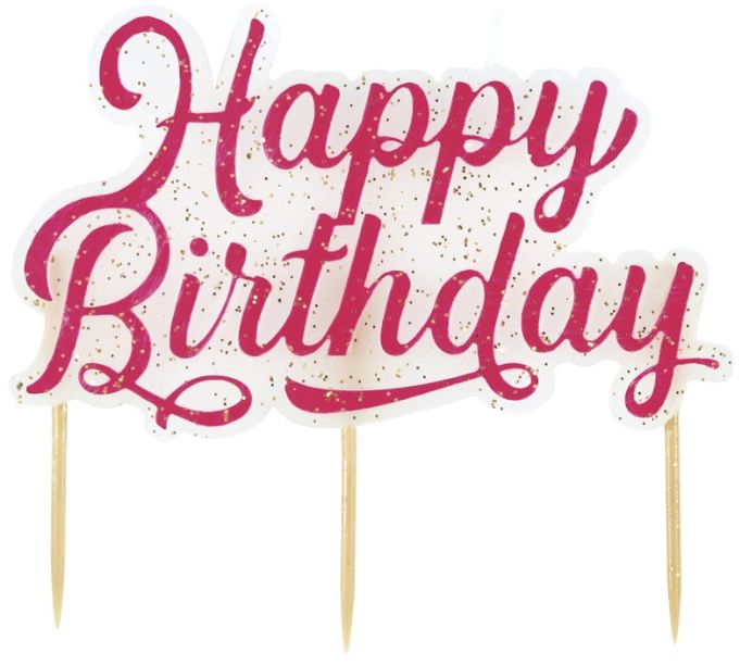 PINK GITTER HBD LARGE CANDLE