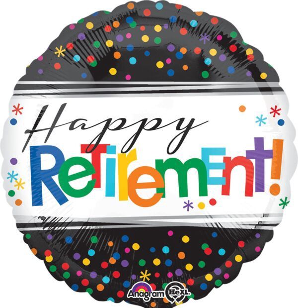 Happy Retirement! Black Rainbow Dots 18"
