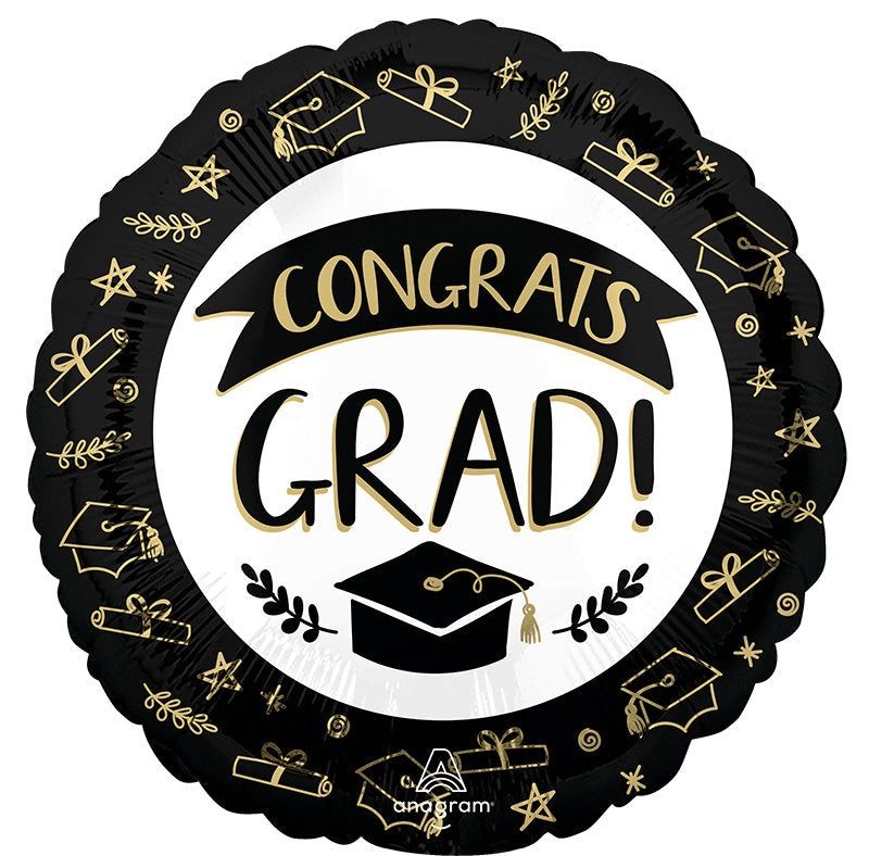 SKETCHED CONGRATS GRAD FOIL BALLOON 18"